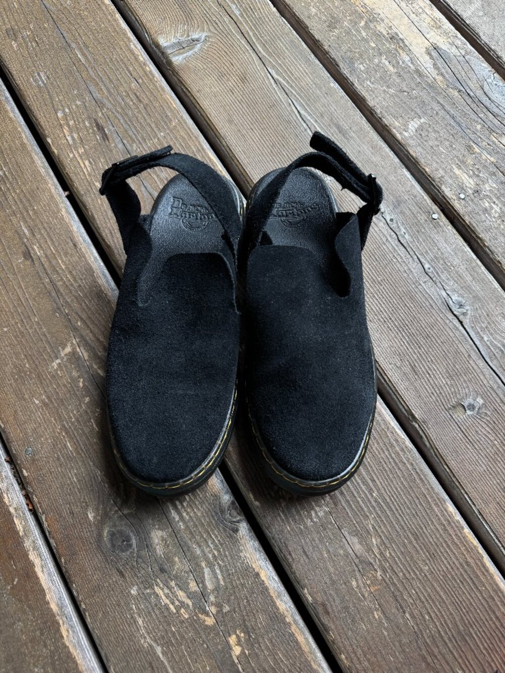 Dr. Martens Carlson Black Suede Slingback Mule in Women's 7